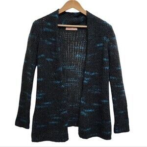 Elsamanda Sweater Women S Black Blue Mohair Wool Open Cardigan Italy Lightweight